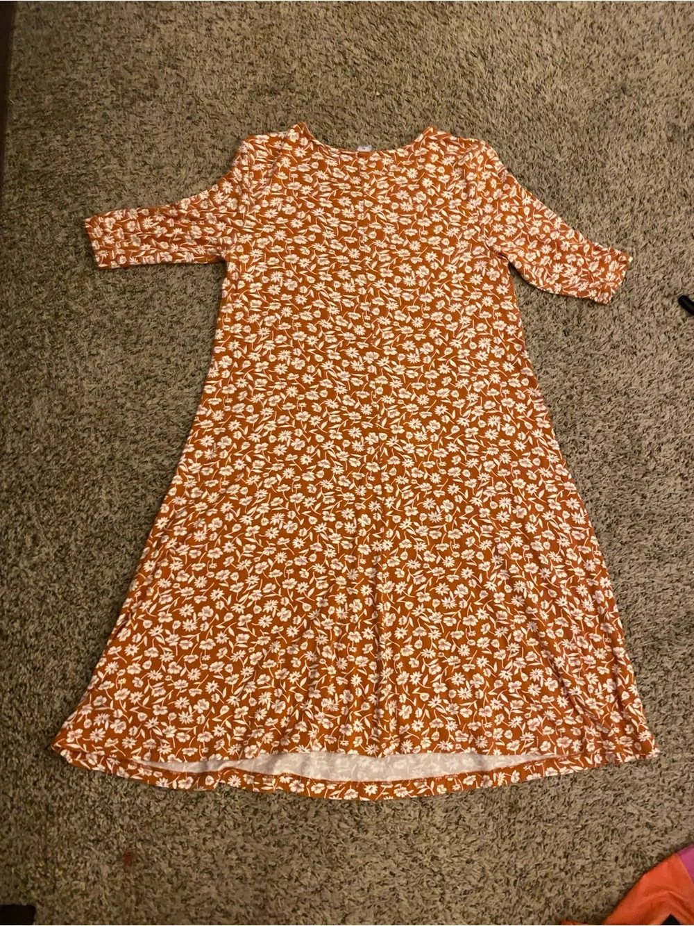 Old Navy Rust Orange Floral A-Line Dress